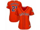 Women Majestic Houston Astros #21 Andy Pettitte Replica Orange Alternate 2017 World Series Bound Cool Base MLB Jersey