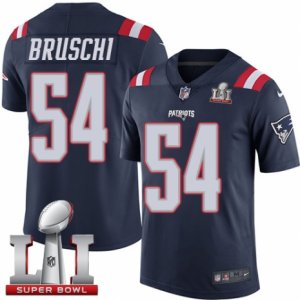 Mens Nike New England Patriots #54 Tedy Bruschi Limited Navy Blue Rush Super Bowl LI 51 NFL Jersey