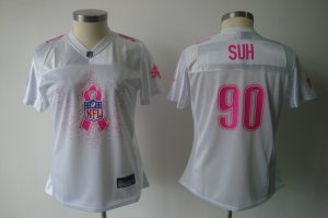 women nfl detroit lions #90 ndamukong suh white[breast cancer awareness]