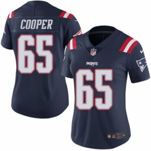 Women\'s Nike New England Patriots #65 Jonathan Cooper Limited Navy Blue Rush NFL Jersey