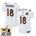 Women Nike Denver Broncos #18 Peyton Manning White Super Bowl 50 Stitched NFL Game Event Jersey