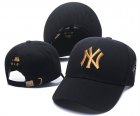 Yankees Gold Logo Black Peaked Adjustable Hat SG