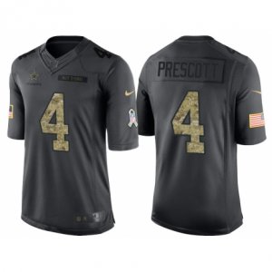 Men Dallas Cowboys #4 Dak Prescott Anthracite Camo 2016 Salute to Service Limited Jersey