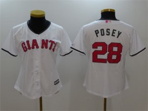 Giants #28 Buster Posey White Women Mothers Day Cool Base Jersey