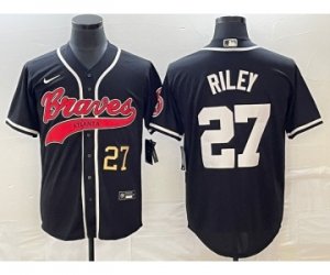 Men\'s Atlanta Braves #27 Austin Riley Number Black Cool Base Stitched Baseball Jersey