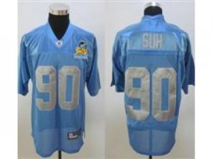 nfl jersey detroit lions #90 ndamukong suh Light blue(Detroit-Lions Patch)