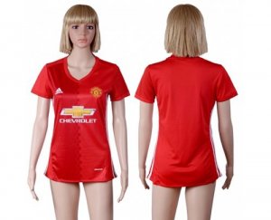 Womens Manchester United Blank Red Home Soccer Club Jersey