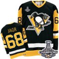 Mens CCM Pittsburgh Penguins #68 Jaromir Jagr Authentic Black Throwback 2016 Stanley Cup Champions NHL Jersey