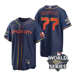 Astros #77 Luis Garcia Navy Nike 2022 World Series City Connect Cool Base Jersey