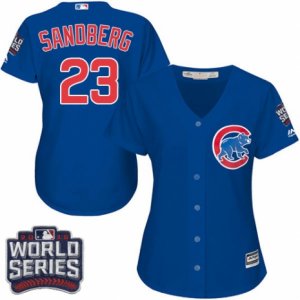 Women\'s Majestic Chicago Cubs #23 Ryne Sandberg Authentic Royal Blue Alternate 2016 World Series Bound Cool Base MLB Jersey