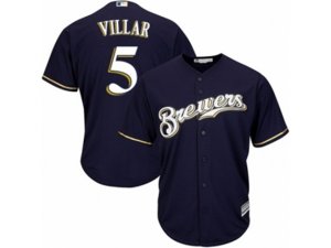 Youth Milwaukee Brewers #5 Jonathan Villar Replica Navy Blue Alternate Cool Base MLB Jersey