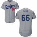 Men's Majestic Los Angeles Dodgers #66 Yasiel Puig Grey Flexbase Authentic Collection MLB Jersey