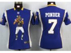 Nike Womens Minnesota Vikings #7 Ponder Purple Portrait Fashion Game Jersey