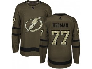 Youth Adidas Tampa Bay Lightning #77 Victor Hedman Green Salute to Service Stitched NHL Jersey