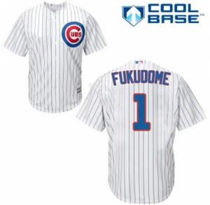 Mens Majestic Chicago Cubs #1 Kosuke Fukudome Replica White Home Cool Base MLB Jersey