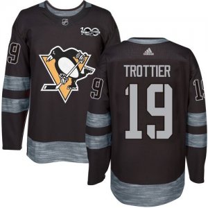 Mens Pittsburgh Penguins #19 Bryan Trottier Black 1917-2017 100th Anniversary Stitched NHL Jersey