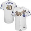 Kansas City Royals #40 Kelvin Herrera White 2015 World Series Champions Gold Program FlexBase Authentic Stitched MLB Jersey