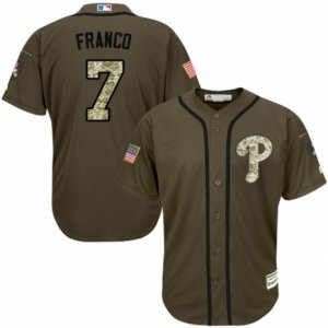 Men\'s Majestic Philadelphia Phillies #7 Maikel Franco Authentic Green Salute to Service MLB Jersey