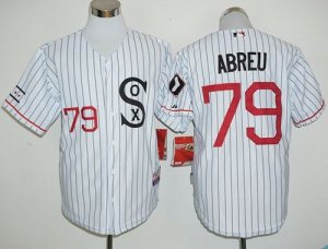 Chicago White Sox #79 Jose Abreu White(Black Strip) Cooperstown Stitched Baseball Jersey