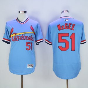 St. Louis Cardinals #51 Willie McGee Light Blue Cooperstown Flexbase Jersey