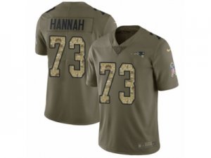 Men Nike New England Patriots #73 John Hannah Limited Olive Camo 2017 Salute to Service NFL Jersey