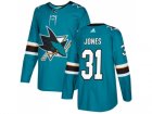 Men Adidas San Jose Sharks #31 Martin Jones Teal Home Authentic Stitched NHL Jersey