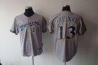 mlb Milwaukee Brewers #13 Zack Greinke grey