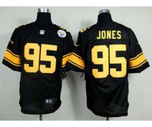 Nike pittsburgh steelers #95 jones black jerseys[Elite][number yellow]