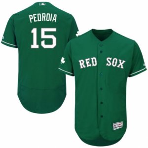 Men\'s Majestic Boston Red Sox #15 Dustin Pedroia Green Celtic Flexbase Authentic Collection MLB Jersey