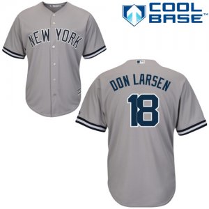 Men\'s Majestic New York Yankees #18 Don Larsen Replica Grey Road MLB Jersey