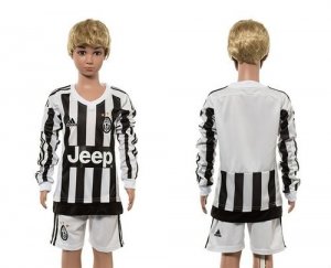 Juventus Blank Home Long Sleeves Kid Soccer Club Jersey