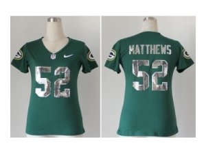 Nike women green bay packers #52 clay matthews green[Handwork Sequin lettering Fashion]