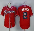 Men's Majestic Atlanta Braves # 2 Dansby Swanson Red New Cool Base Jersey