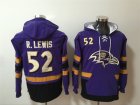 Nike Ravens #52 Ray Lewis Purple All Stitched Hooded Sweatshirt