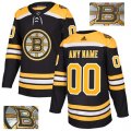 Bruins Mens Customized Black With Special Glittery Logo Adidas Jersey