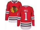 Mens Adidas Chicago Blackhawks #1 Glenn Hall Authentic Red Home NHL Jersey