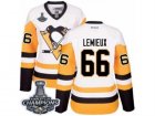 Womens Reebok Pittsburgh Penguins #66 Mario Lemieux Premier White Away 2017 Stanley Cup Champions NHL Jersey