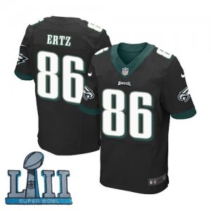 Men Nike Philadelphia Eagles #86 Zach Ertz Black 2018 Super Bowl LII Elite Jersey