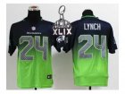 2015 Super Bowl XLIX Nike jerseys seattle seahawks #24 marshawn lynch blue-green[Elite II drift fashion]