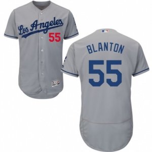 Mens Majestic Los Angeles Dodgers #55 Joe Blanton Grey Flexbase Authentic Collection MLB Jersey