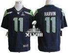 Nike Seattle Seahawks #11 Percy Harvin Steel Blue Super Bowl XLVIII NFL Limited Jersey