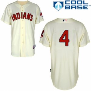 Men\'s Majestic Cleveland Indians #4 Juan Uribe Replica Cream Alternate 2 Cool Base MLB Jersey