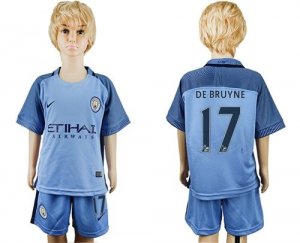 Manchester City #17 De Bruyne Home Kid Soccer Club Jersey