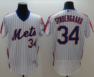 New York Mets #34 Noah Syndergaard White(Blue Strip) Flexbase Authentic Collection Alternate Stitched Baseball Jersey