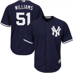 Men\'s Majestic New York Yankees #51 Bernie Williams Replica Navy Blue Alternate MLB Jersey