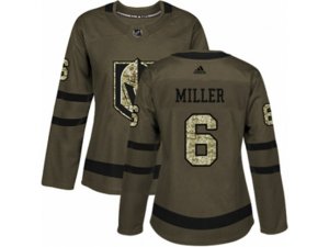 Women Adidas Vegas Golden Knights #6 Colin Miller Authentic Green Salute to Service NHL Jersey