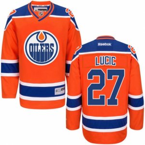 Womens Reebok Edmonton Oilers #27 Milan Lucic Premier Orange Third NHL Jersey