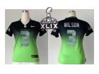 2015 Super Bowl XLIX Nike women jerseys seattle seahawks #3 wilson blue-green[Elite II drift fashion]