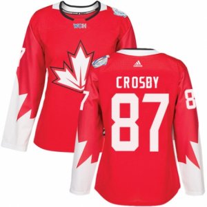 Women\'s Adidas Team Canada #87 Sidney Crosby Premier Red Away 2016 World Cup Hockey Jersey