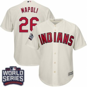 Youth Majestic Cleveland Indians #26 Mike Napoli Authentic Cream Alternate 2 2016 World Series Bound Cool Base MLB Jersey